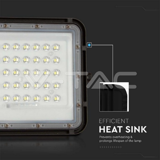 Imagine Reflector cu incarcare solara 10W 800LM 6400K NEGRU