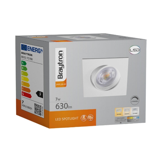 Imagine Spot LED patrat 7W DIM 3IN1 230V IP20 ALB ROTABIL BR-BD02-70780