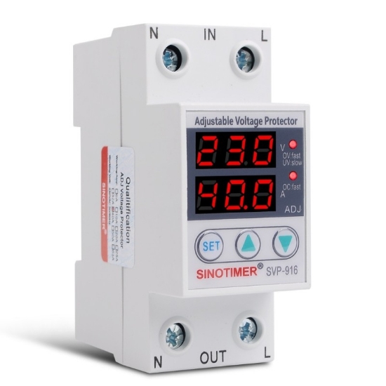 Imagine Releu monofazic digital de protectie tensiune,Sinotimer, 1-40A, ecran dublu digital LED, SVP-916-40A