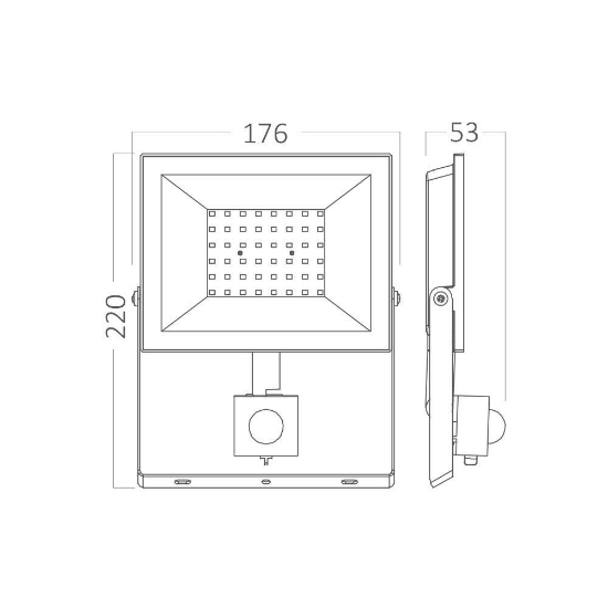 Imagine Proiector LED SLIM 50W 6500K+SENZOR IP54-CF NEGRU BR-BT66-25031