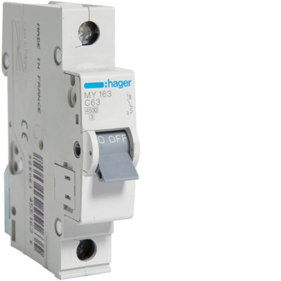 Imagine Siguranta HAGER 1P 4.5KA 63A MY163