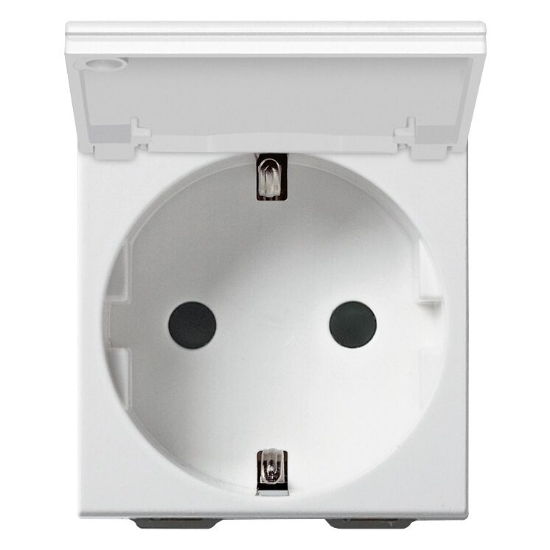 Imagine Priza SCHUKO 2P+E 16A 2M cu capac alb B NEVE VIMAR 09208.C