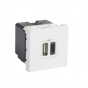 Imagine Priza USB tip A+C 2M 15W Legrand Mosaic alb 077592