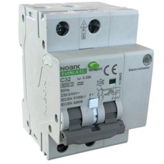 Imagine RCBO cu detecție a arcului electric (AFDD), electronic, 3 module, Icn=6kA, 2poli, car. B, In=10A, IΔn=30mA, tip A