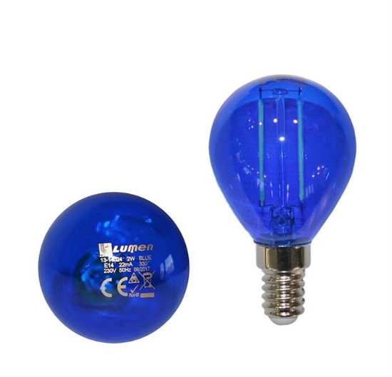 Imagine BEC LED COG 230V "SFERIC" E14 2W LUMINA albastra