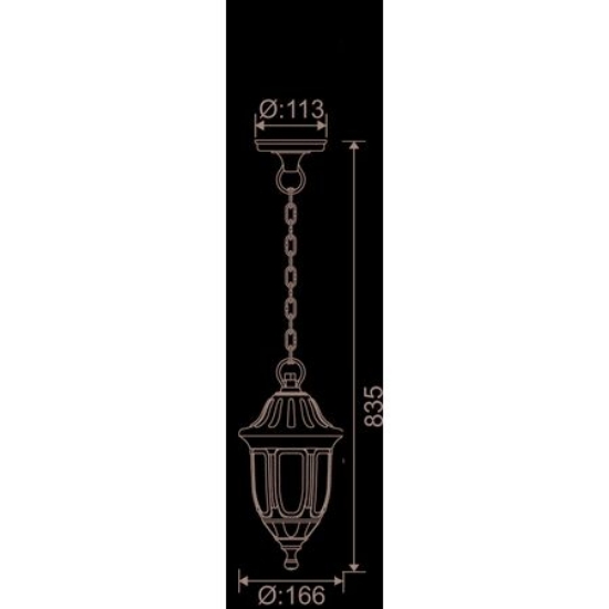 Imagine Corp cu lant policarbonat 931 "PT" h:84cm ALB E27 IP44