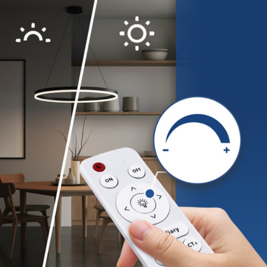 Imagine Lampă suspendată LED 53W 3CCT 2450lm rotundă neagră dimabilă cu telecomandă HARVEY  HOROZ 019-083-0053/BLK
